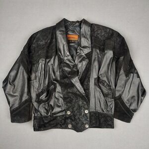 Vintage Cayenne Leather Jacket Women Medium Black Western Cowgirl Dark Romantic